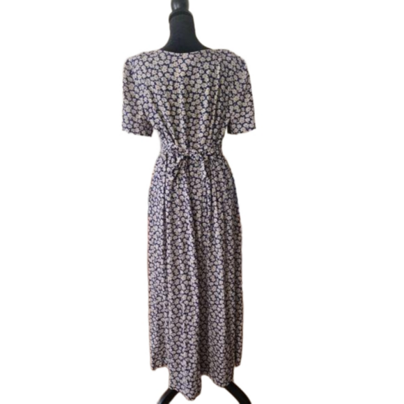 Vintage 90s floral Maxi dress short-sleeved Womens Size 9/10 - Picture 2 of 3
